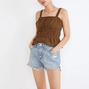NWT Madewell Relaxed Denim Shorts in Madera Wash: Side-Slit Edition Size 24 NEW
